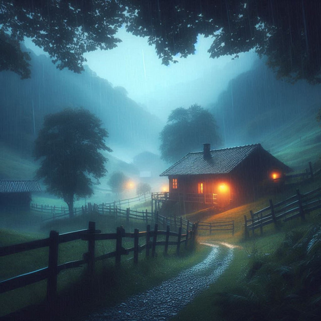 Relaxing Rain Noise in the Countryside at Night, Rain Noise cover art