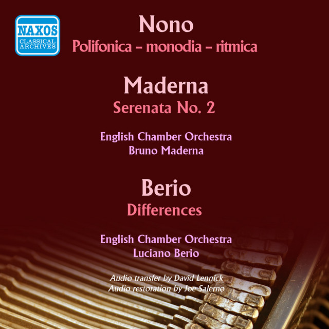 Nono, Maderna & Berio: Works for Chamber Orchestra cover art