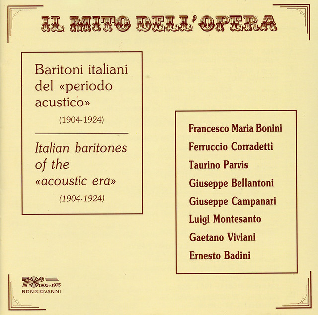 Il mito dell'opera: Baritoni italiani del periodico acustico cover