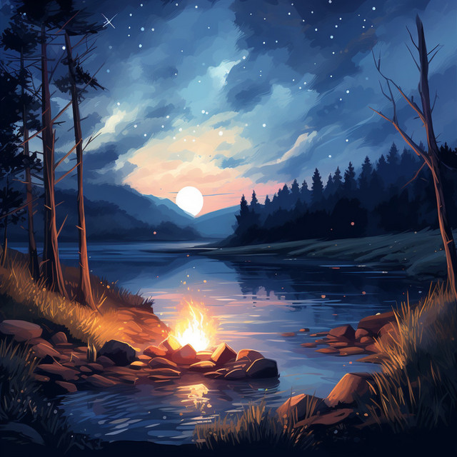 Riverside Slumber: Firelit Nature's Serenade cover art
