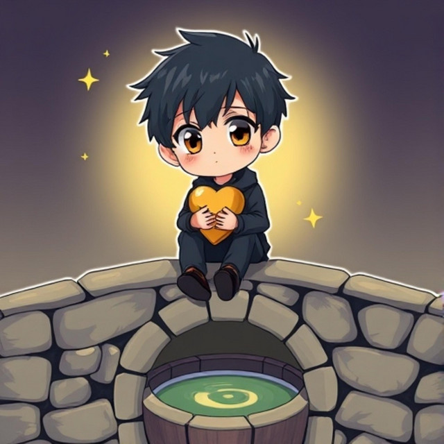 Sitting on a Wall above the Wishing Well