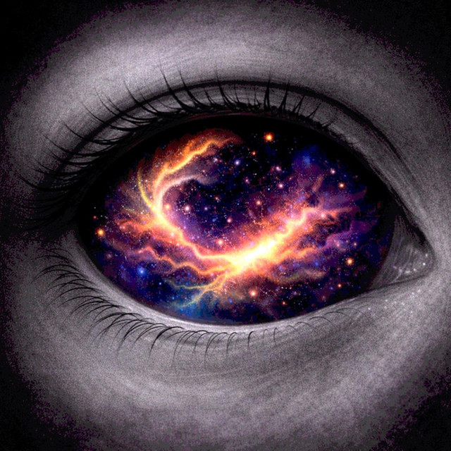 In Your Mind cover artwork: a cosmic violet and gold sky reflected in an eye