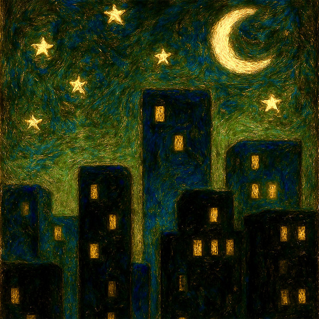 a night sky with stars cover art