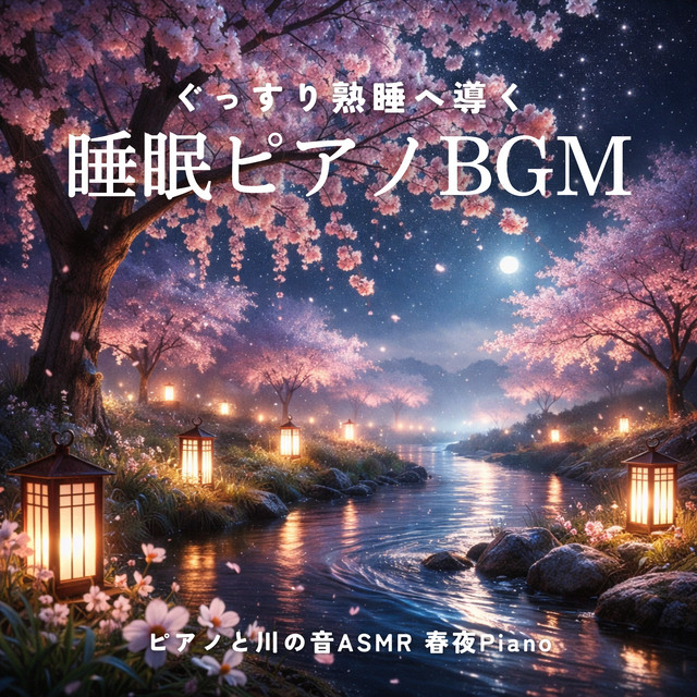 Sleep Piano BGM Leading to Deep Sleep, Piano and River Sound ASMR Spring Night Piano cover art