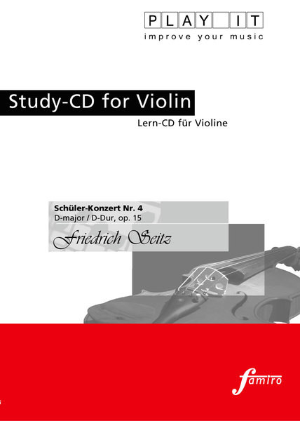 Play IT - Study-cd For Violin: Friedrich Seitz, Schüler-konzert Nr. 4, D Major / D-dur, Op. 15 cover art