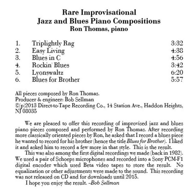 Rare Improvisational Jazz and Blues Piano Compositions cover art